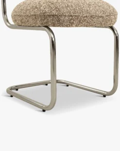 Chaise, Beige macchiato bouclé & métal chromé Amberta