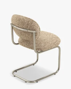 Chaise, Beige macchiato bouclé & métal chromé Amberta