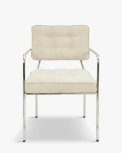 Chaise, Beige pampa & Métal chromé Orea