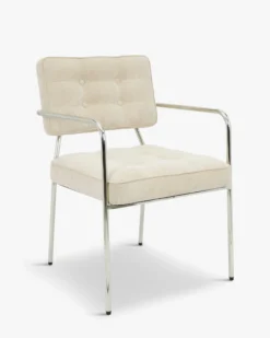 Chaise, Beige pampa & Métal chromé Orea