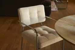 Chaise, Beige pampa & Métal chromé Orea
