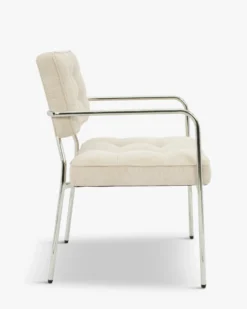 Chaise, Beige pampa & Métal chromé Orea