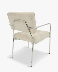 Chaise, Beige pampa & Métal chromé Orea