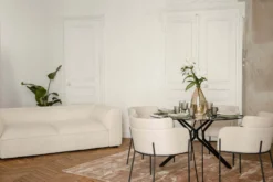 Chaise, Beige sable & métal noir Baron