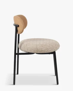 Chaise bicolore, Camel sable, Jaune moucheté & Métal noir Maia