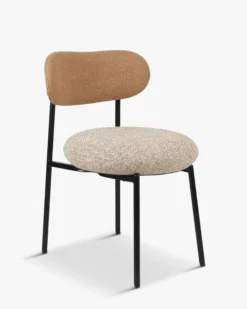Chaise bicolore, Camel sable, Jaune moucheté & Métal noir Maia