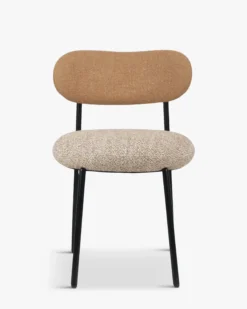 Chaise bicolore, Camel sable, Jaune moucheté & Métal noir Maia