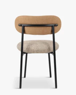 Chaise bicolore, Camel sable, Jaune moucheté & Métal noir Maia