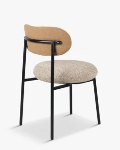 Chaise bicolore, Camel sable, Jaune moucheté & Métal noir Maia