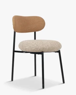 Chaise bicolore, Camel sable, Jaune moucheté & Métal noir Maia