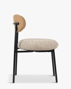 Chaise bicolore, Camel sable, Jaune moucheté & Métal noir Maia