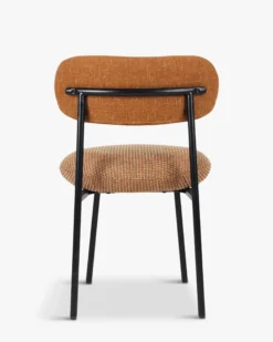 Chaise bicolore, Tweed orange miami, Rouge brique & Métal noir Maia