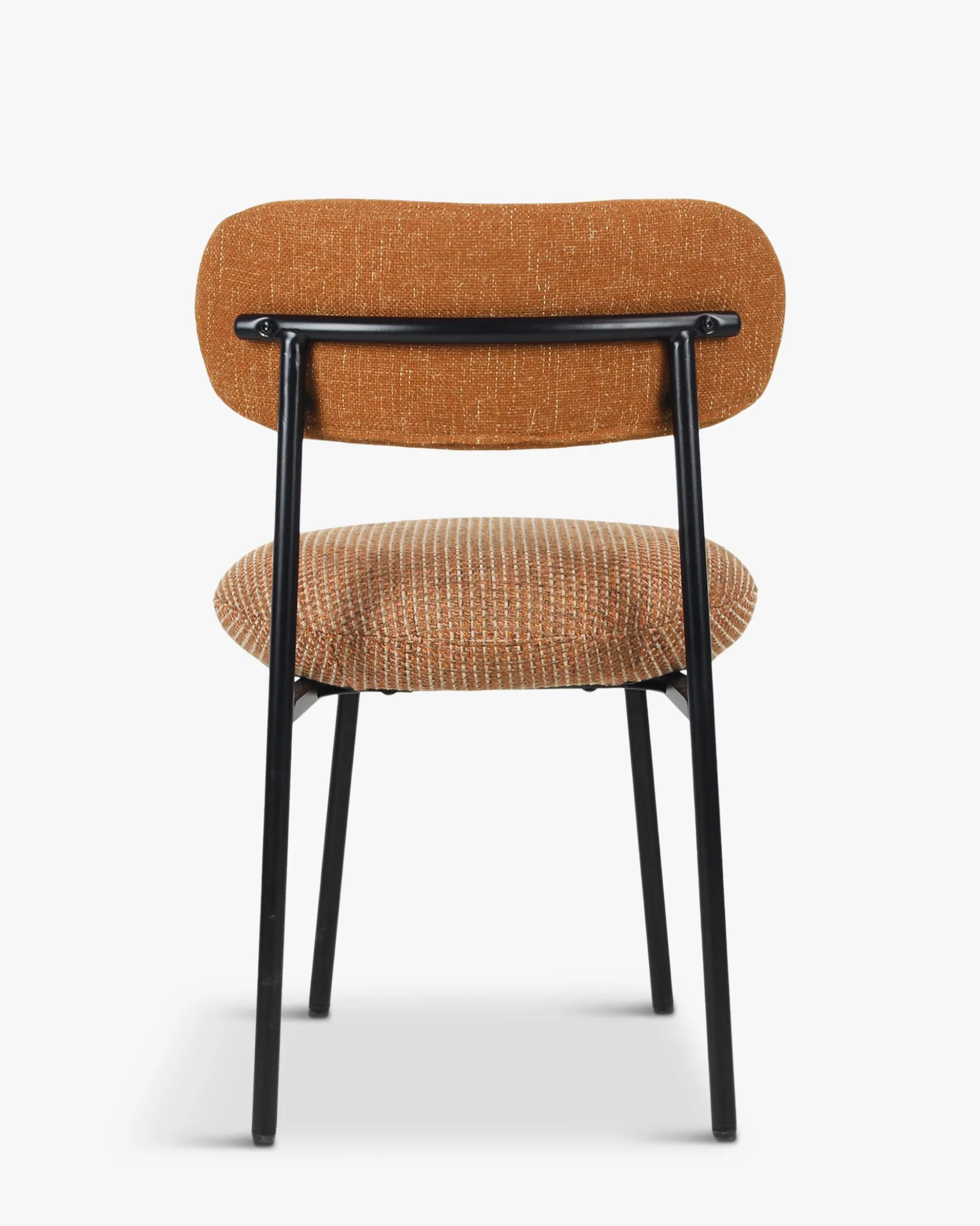 Chaise bicolore, Tweed orange miami, Rouge brique & Métal noir Maia