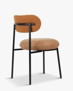 Chaise bicolore, Tweed orange miami, Rouge brique & Métal noir Maia