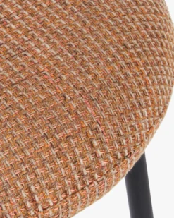Chaise bicolore, Tweed orange miami, Rouge brique & Métal noir Maia