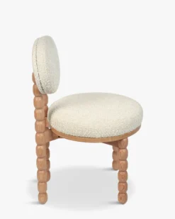 Chaise, Blanc avoine bouclé & bois de chêne Bold