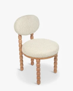 Chaise, Blanc avoine bouclé & bois de chêne Bold