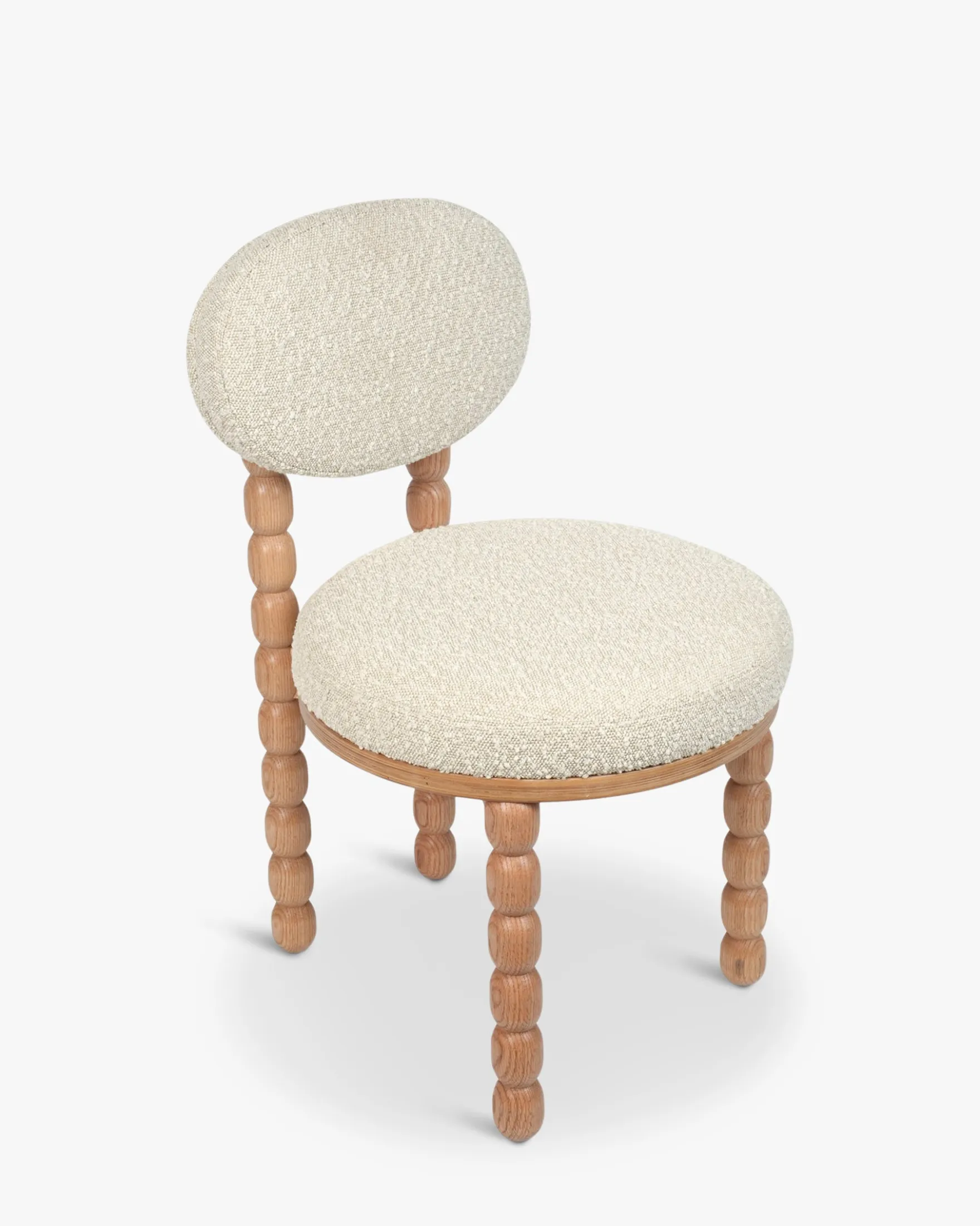 Chaise, Blanc avoine bouclé & bois de chêne Bold