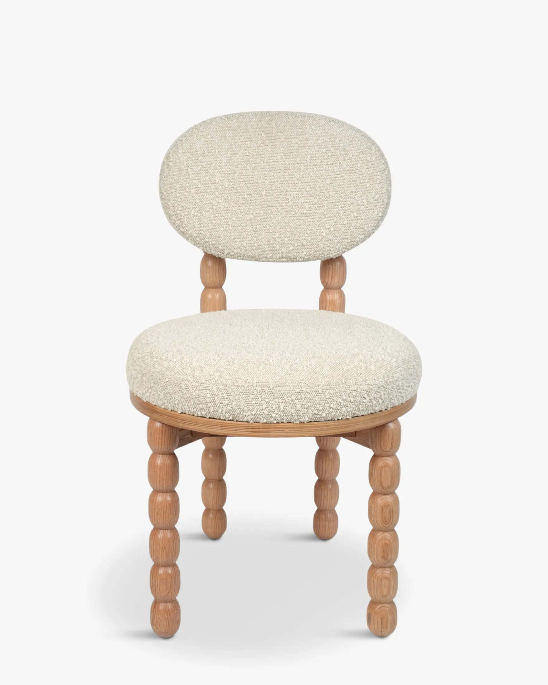 Chaise, Blanc avoine bouclé & bois de chêne Bold