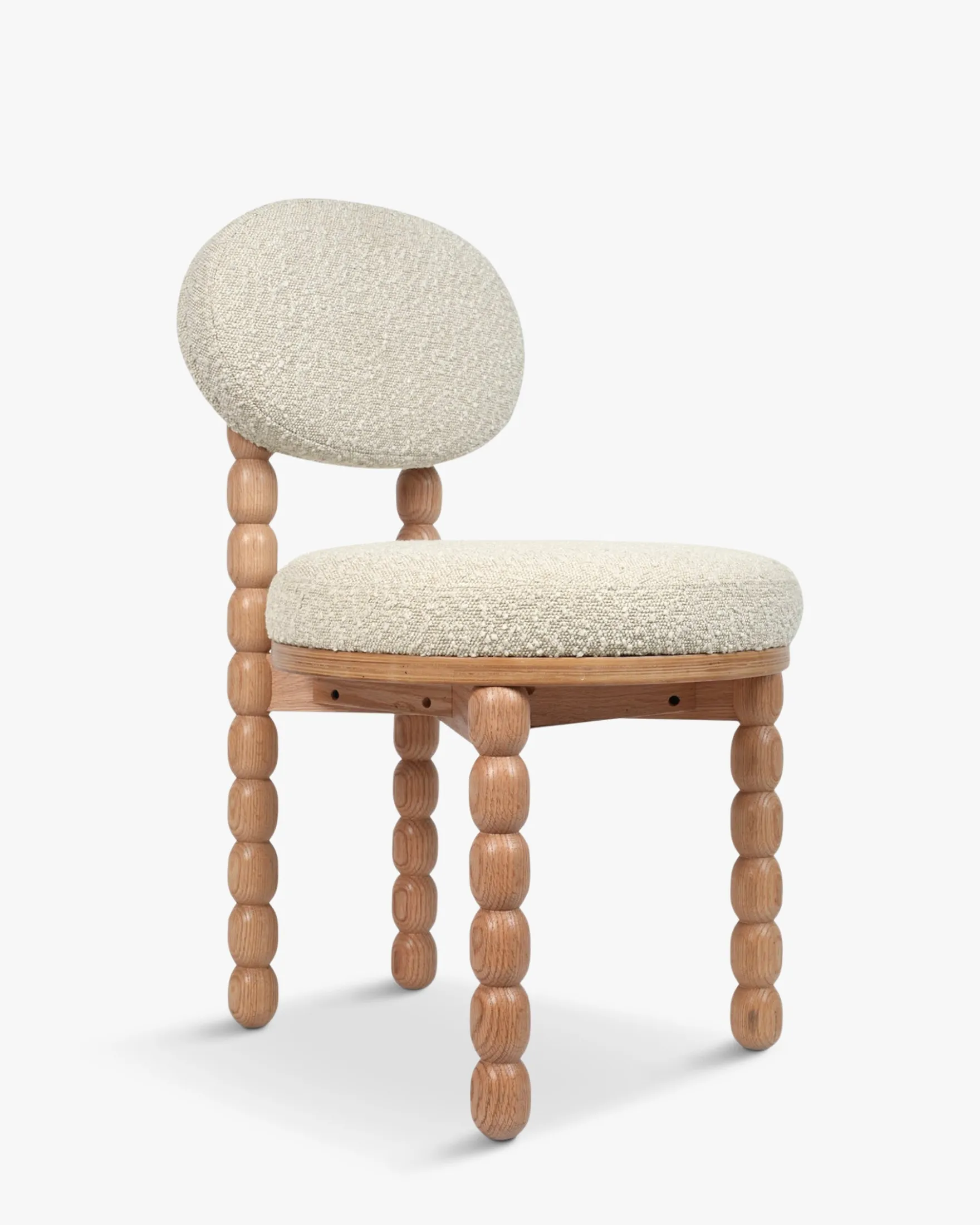 Chaise, Blanc avoine bouclé & bois de chêne Bold