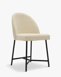 Chaise, Blanc bouclette & métal noir Bane