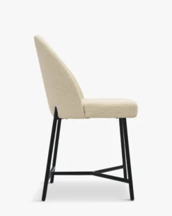 Chaise, Blanc bouclette & métal noir Bane