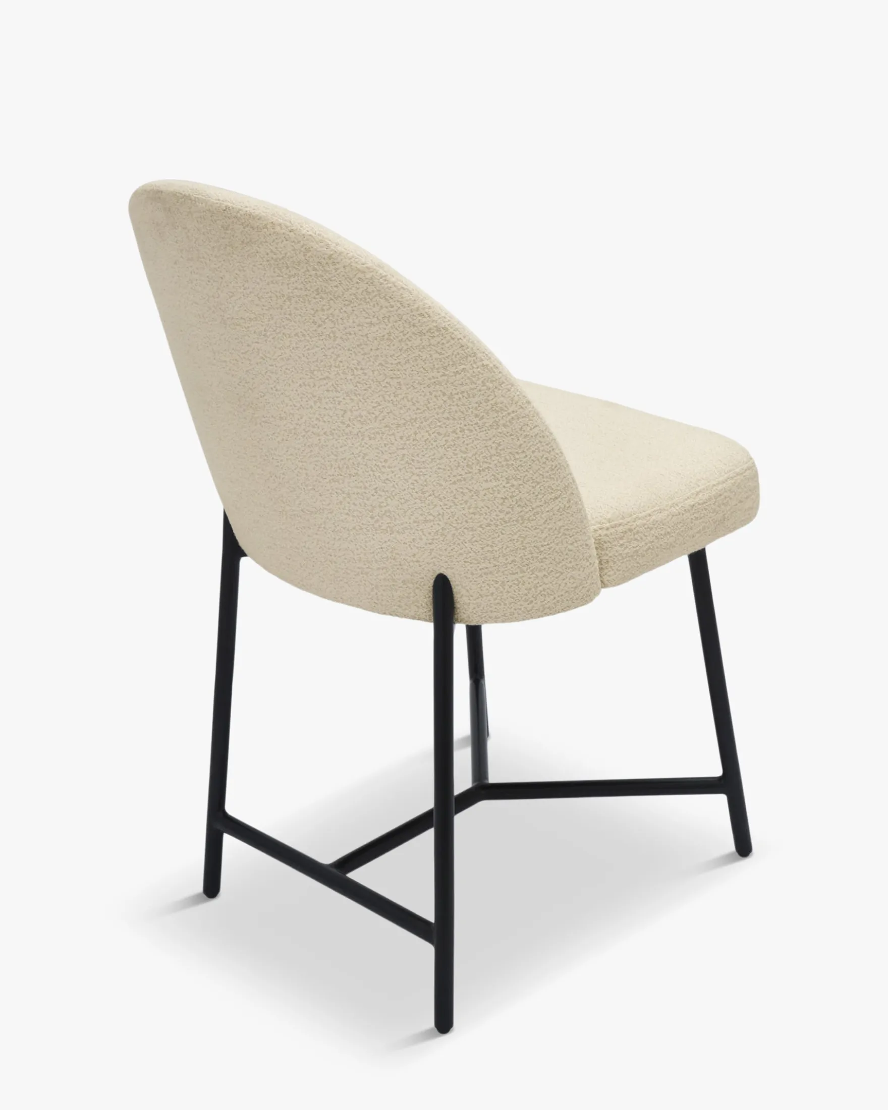Chaise, Blanc bouclette & métal noir Bane