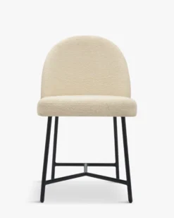 Chaise, Blanc bouclette & métal noir Bane