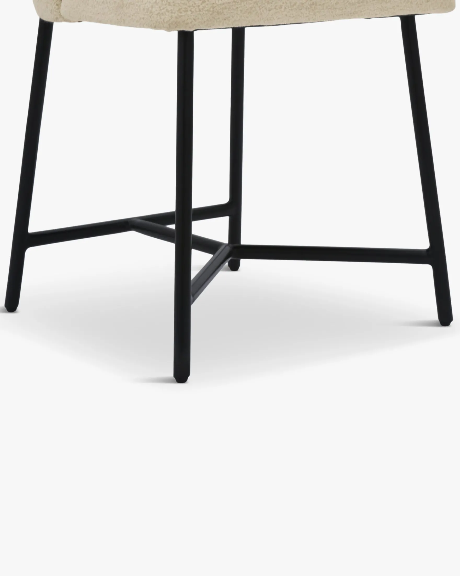 Chaise, Blanc bouclette & métal noir Bane
