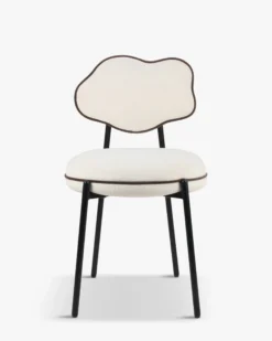 Chaise, Blanc écru texturé & métal noir Arty
