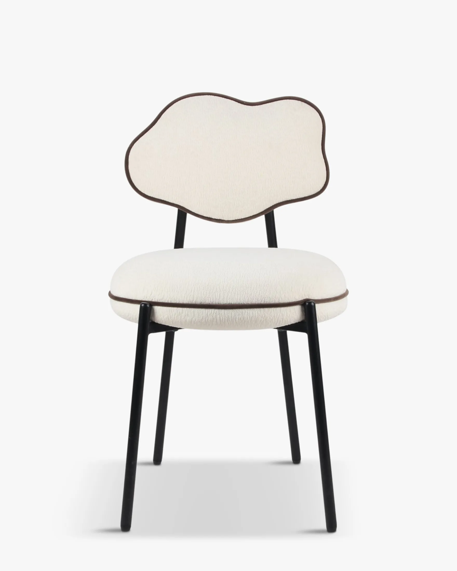 Chaise, Blanc écru texturé & métal noir Arty
