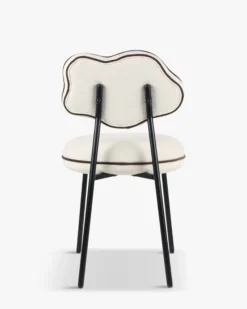 Chaise, Blanc écru texturé & métal noir Arty