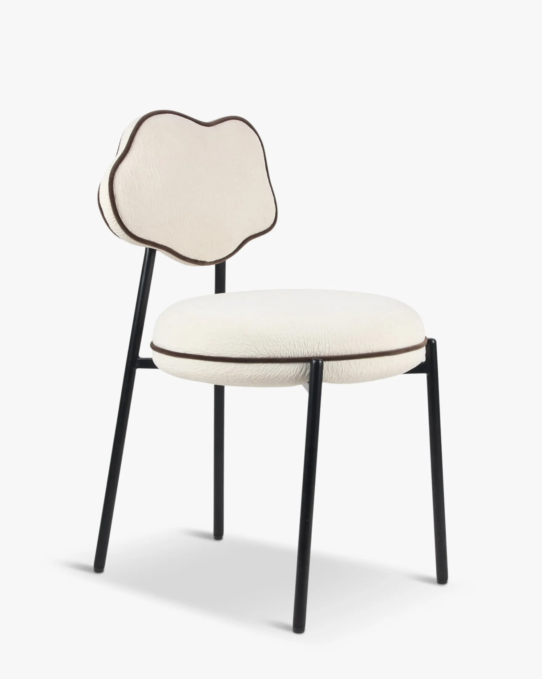 Chaise, Blanc écru texturé & métal noir Arty