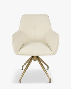 Chaise de bureau, Blanc bouclette & métal doré, 60x86 Kingscross