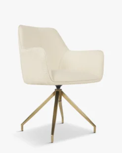 Chaise de bureau, Blanc bouclette & métal doré, 60x86 Kingscross