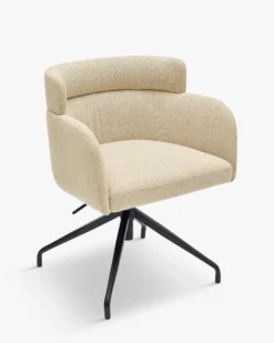 Chaise de bureau rotative, Beige sable & métal noir Baron