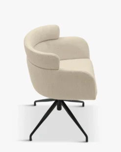 Chaise de bureau rotative, Blanc bouclette & métal noir Baron