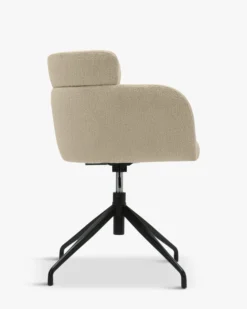 Chaise de bureau rotative, Blanc bouclette & métal noir Baron