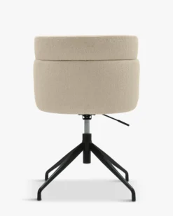 Chaise de bureau rotative, Blanc bouclette & métal noir Baron