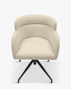 Chaise de bureau rotative, Blanc bouclette & métal noir Baron