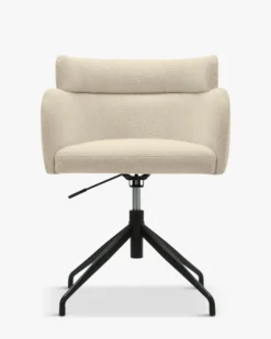 Chaise de bureau rotative, Blanc bouclette & métal noir Baron