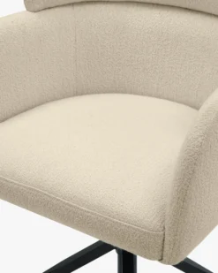 Chaise de bureau rotative, Blanc bouclette & métal noir Baron