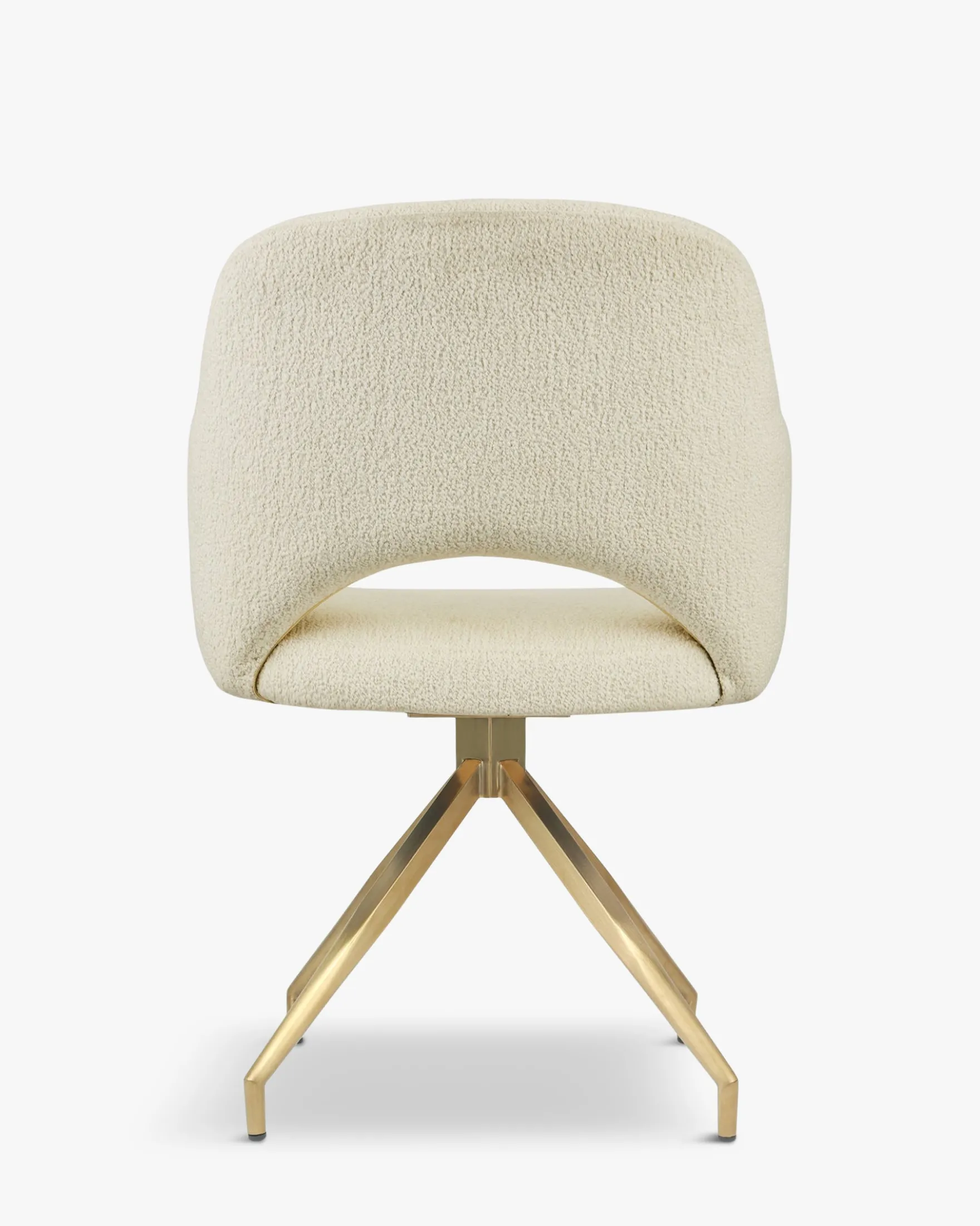 Chaise de bureau rotative, Blanc bouclette anti-tâches & métal doré Luthor