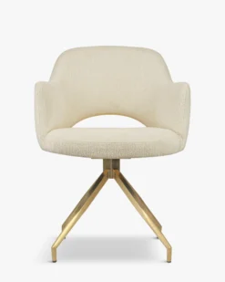 Chaise de bureau rotative, Blanc bouclette anti-tâches & métal doré Luthor