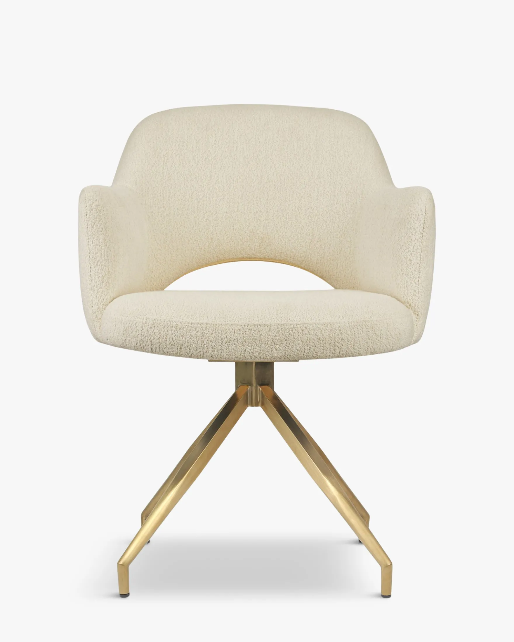 Chaise de bureau rotative, Blanc bouclette anti-tâches & métal doré Luthor