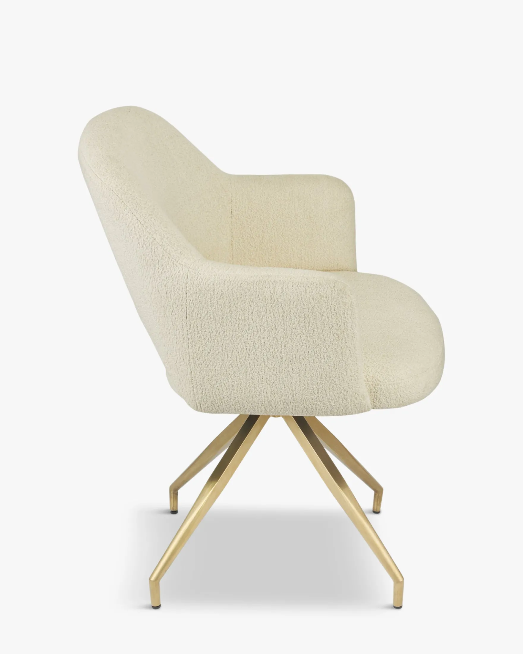 Chaise de bureau rotative, Blanc bouclette anti-tâches & métal doré Luthor