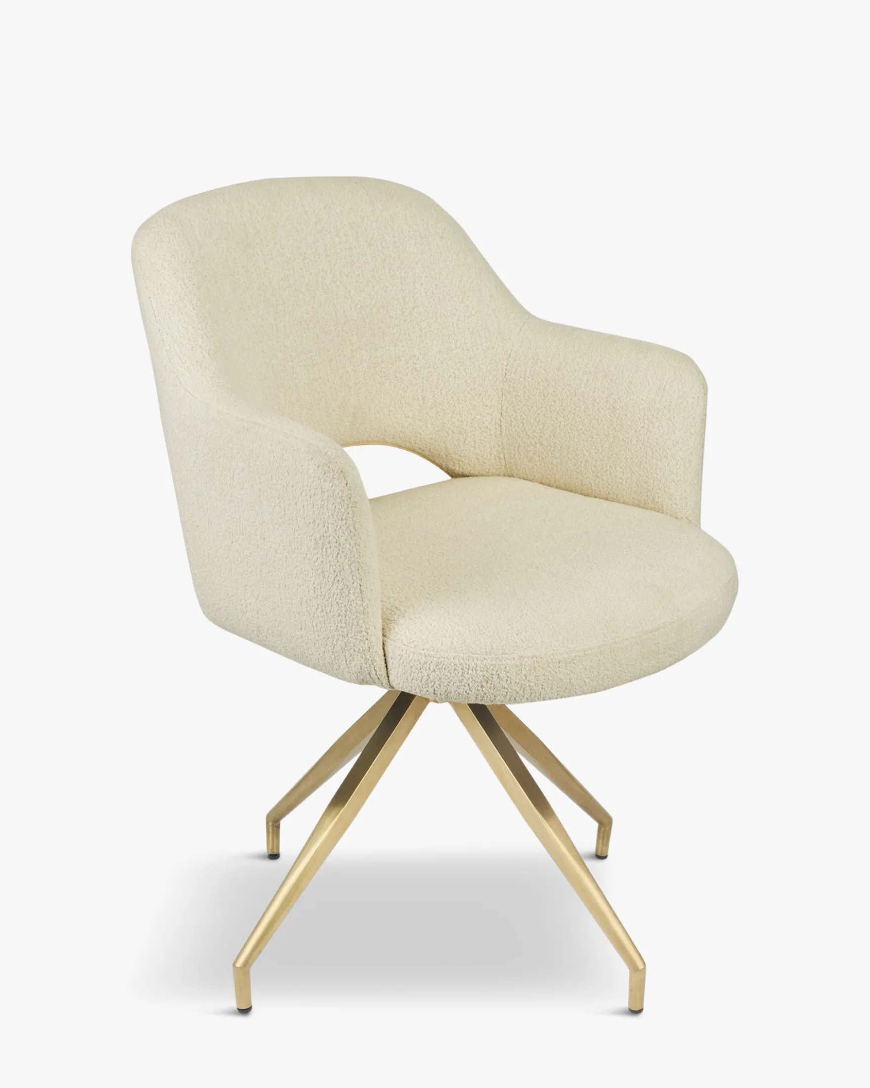 Chaise de bureau rotative, Blanc bouclette anti-tâches & métal doré Luthor