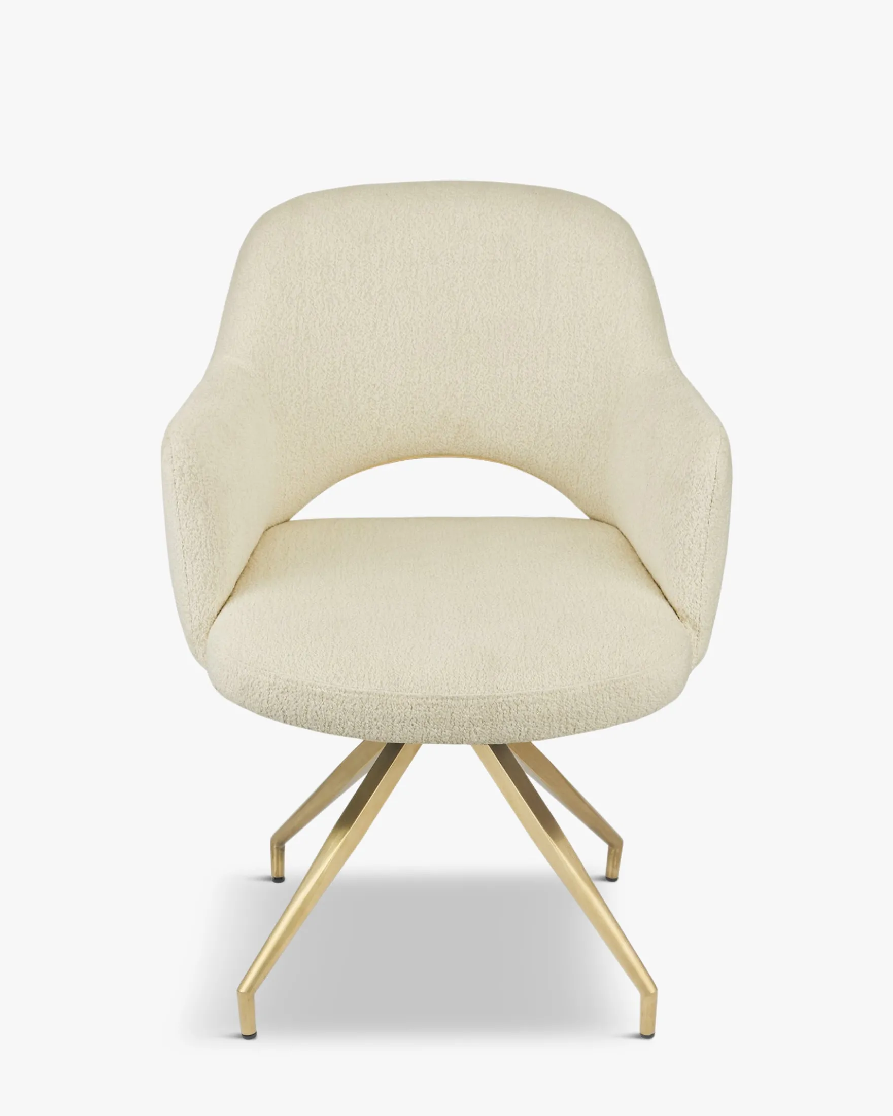 Chaise de bureau rotative, Blanc bouclette anti-tâches & métal doré Luthor