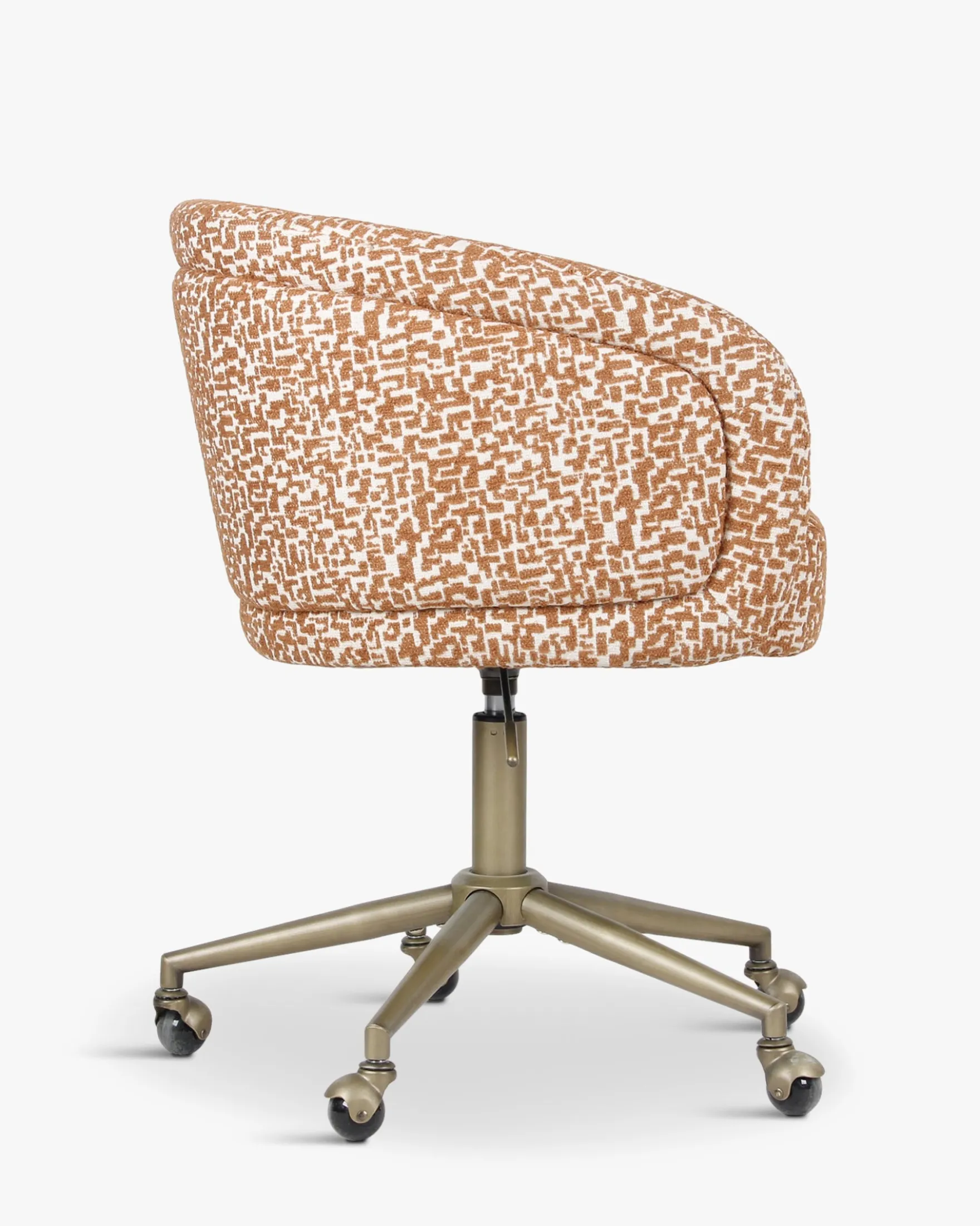 Chaise de bureau rotative, Marron pixel & laiton Volta