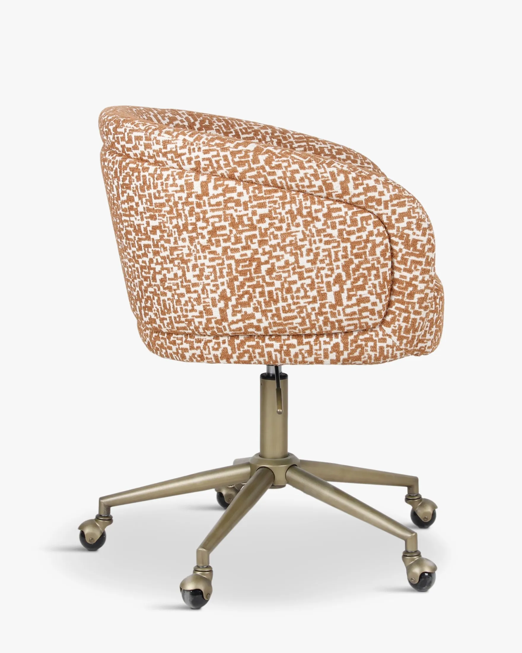 Chaise de bureau rotative, Marron pixel & laiton Volta
